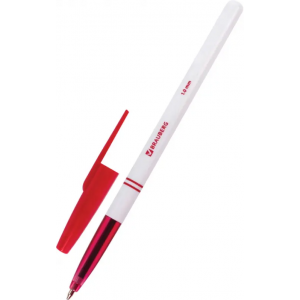 Ручка шариковая офисная, красная, 0,1 мм . Brauberg