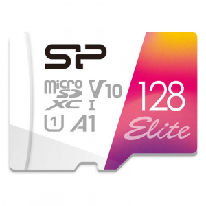 Карта памяти microSDXC UHS-I U1 Silicon Power Elite 128 ГБ, 100 МБ/с, Class 10, SP128GBSTXBV1V20SP, 1 шт., переходник SD