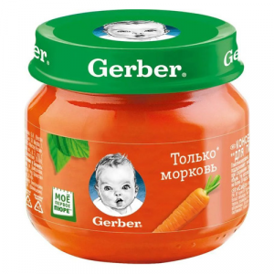 Пюре GERBER овощное, Только морковь, с 4 месяцев, 80 г [12101674]