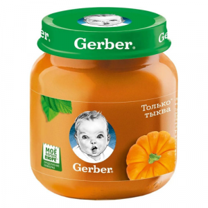 Пюре GERBER овощное, Только тыква, с 5 месяцев, 80 г [12101666]