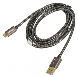 Кабель HAMA Metal, micro USB B (m), USB A(m), 1.5м, [00173625]