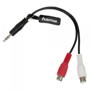 Адаптер аудио HAMA H-43365, 2хRCA (f) - Jack 3.5 (m) , черный [00043365]