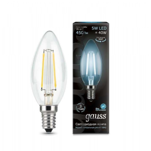 Лампа светодиодная Gauss 103801205 5Вт 230В E14 филаментная свеча холодный-бел