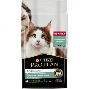 Сухой корм PRO PLAN® LiveClear для стерилизованных кошек, снижает количество аллергенов в шерсти, с лососем, 1,4 кг