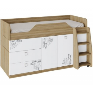 Кровать Трия комбинированная Оксфорд ТД-139.11.03 ривьера / белый с рисунком