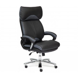 Компьютерное кресло Тетчер Grand натуральная кожа 12 черное / серое