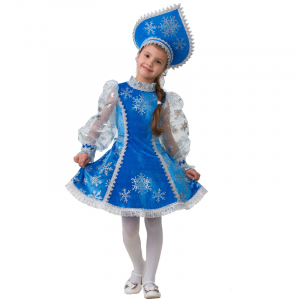 Карнавальный костюм Снегурочка велюр синяя. (Новый-год) Jeanees