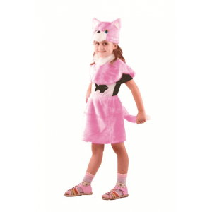 Карнавальный костюм Кошка розовая (мех) Батик