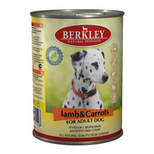 Консервы для собак Berkley, ягненок, морковь, 400г