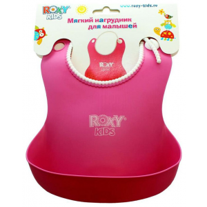 Нагрудник мягкий для кормления Roxy Kids с кармашком и застежкой, розовый