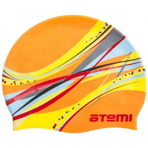 Шапочка для плавания Atemi PSC303O оранжевая/графика