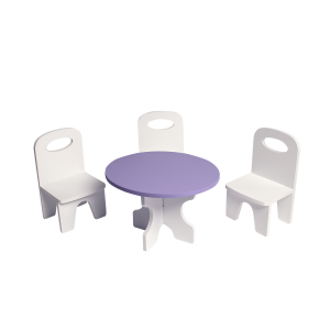 Набор мебели для кукол PAREMO PFD120-40 Классика стол + стулья, белый/фиолетовый
