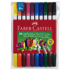 Фломастеры Faber-Castell двухсторонние 10 цветов в футляре