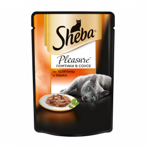 Влажный корм для кошек Sheba Pleasure ломтики из телятины и языка в соусе