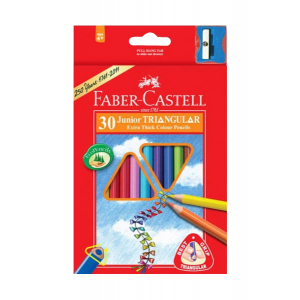 Карандаши цветные Faber-Castell Jumbo 30 цветн, трехгран, утолщ, заточен, евр, с точилкой 116530