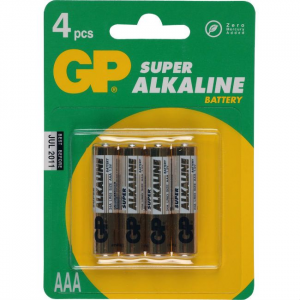 Набор алкалиновых батареек GP "Super Alkaline", тип ААA (LR03), 1,5V, 291524ARS-2SB4
