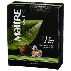 Чай зеленый Maitre de the классический 100 пакетиков