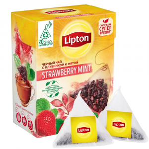 Чай черный Lipton strawberry mint в пакетиках