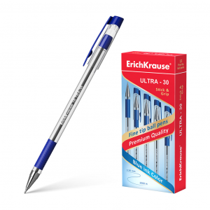 Шариковая ручка Erich Krause Ultra L-30 синяя, 0,7мм, грип 19613