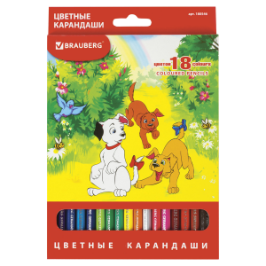 Brauberg Набор цветных карандашей My Lovely Dogs 18 цветов