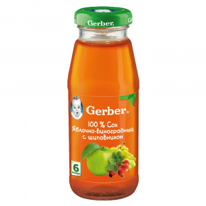 Сок Nestle Gerber яблочно-виноградный с шиповником с 6 месяцев