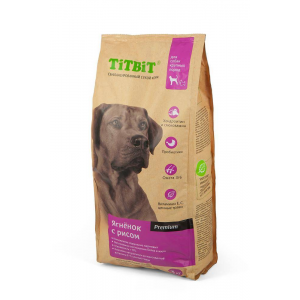 Сухой корм для собак TiTBiT Premium, для крупных пород, ягненок с рисом, 3кг