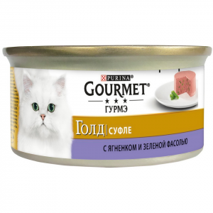 Консервы для кошек Gourmet Gold, суфле, ягненок, фасоль, 85г