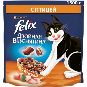 Сухой корм для домашних кошек Felix "Двойная вкуснятина" с птицей