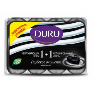 Мыло туалетное Duru 1+1 Увлажняющий крем и активный уголь 4x90 гр