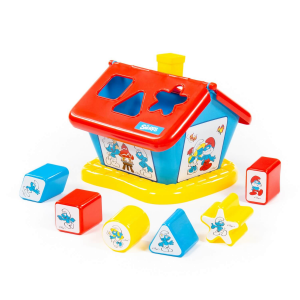 Развивающая игрушка Полесье Смурфики Домик логический № 1 с 6 кубиками