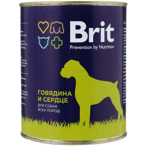Консервы для собак "Brit", с говядиной и сердцем