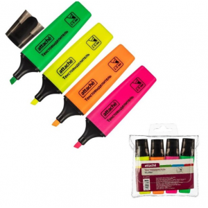 ATTACHE Набор маркеров-текстовыделителей "Colored", 1-5 мм, 4 цвета
