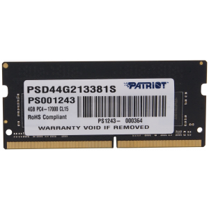 Модуль памяти Patriot Memory DDR4 SO-DIMM 2133MHz PC4-17000 CL15 Single Rank 4Gb PSD44G213381S