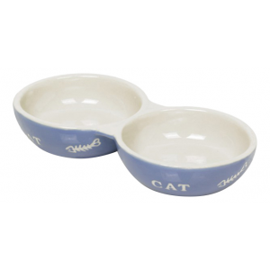 Двойная миска для кошек Nobby керамика голубой белый