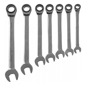 Набор ключей гаечных комбинированных трещоточных Jonnesway W45107S на держателе, 10-19 мм, 7 предметов