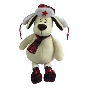 Собака в ушанке с шарфом мягкая игрушка TEDDY YSL18668 18 см