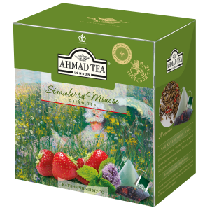 Чай зеленый Ahmad Tea клубничный мусс в пакетиках