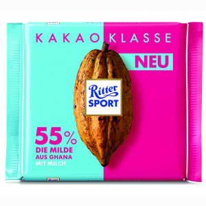 Шоколад молочный Ritter Sport из Ганы 55% какао