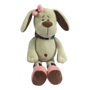 Собака с розовым бантом мягкая игрушка TEDDY YSW18656 17 см