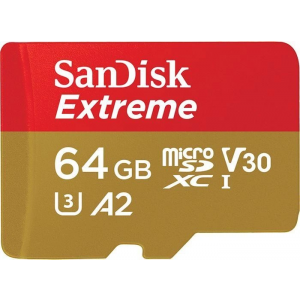 Карта памяти microSDXC UHS-I U3 SANDISK Extreme 64 ГБ 100 МБ/с Class 10 SDSQXA2-064G-GN6MA