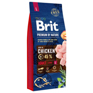 Сухой корм для собак Brit Premium By Nature Adult L, для крупных пород, курица, 8кг