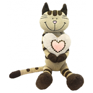 Мягкая игрушка "Кот Полосатик с сердцем", Maxitoys 33 см