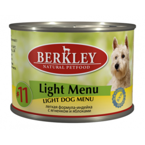 Консервы для собак Berkley Light Menu, индейка, ягненок, яблоко, 200г