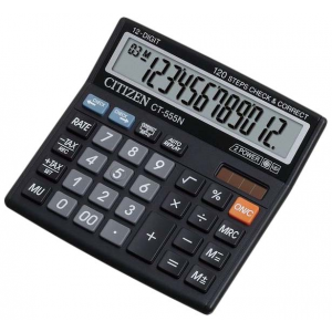 Калькулятор Citizen CT-555N двойное питание 12 разряда настольный проверка коррекция налог