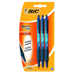 Набор ручек шариковых BIC Soft feel clic grip 893221, синяя, 0,8 мм, 3 шт
