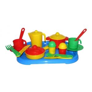 Набор посуды игрушечный Полесье Настенька с подносом на 2 персоны