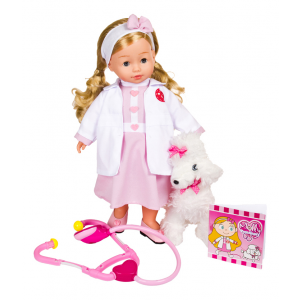 Кукла Bambolina Молли Доктор, со стетоскопом и собачкой