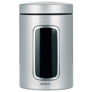 Контейнер для сыпучих продуктов с окном (1.4 л), серый металлик 243509 Brabantia