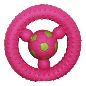 Жевательная игрушка для собак ZIVER Футбольный мяч в кольце, розовый, 12 см