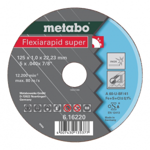 Отрезной круг Metabo Flexiarapid S 125x1 прямой A60U 616220000